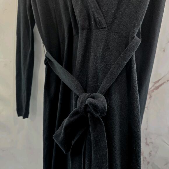 & Other Stories Dress Womens Small 4 6 Black Midi Maxi Long Sweater V Bow Wool - Picture 14 of 16